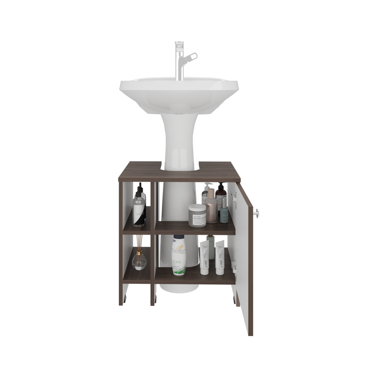 Mueble para Lavamanos Basic Milan y Blanco 47x50.5cm con Patas y Una Puerta - MUEBLES PARA LAVAMANOS | Bylmo