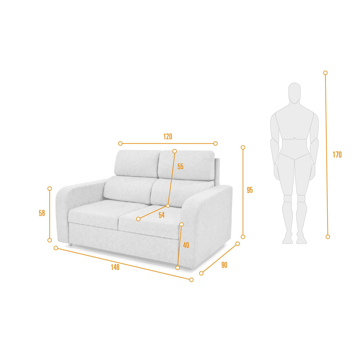 Sofá Bary Taupe 148x95cm de Dos Puestos con Apoya Brazos - SOFAS Y POLTRONAS | Bylmo
