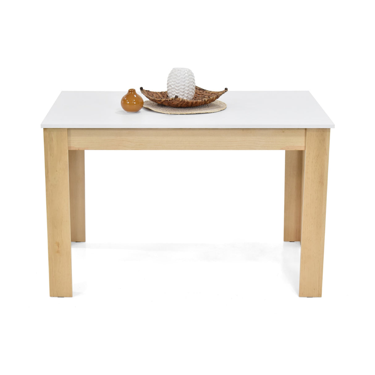 Comedor Rectangular Fraga Blanco y Matiz Natural 120x77cm De Cuatro Puestos sin Sillas - COMEDORES | Bylmo
