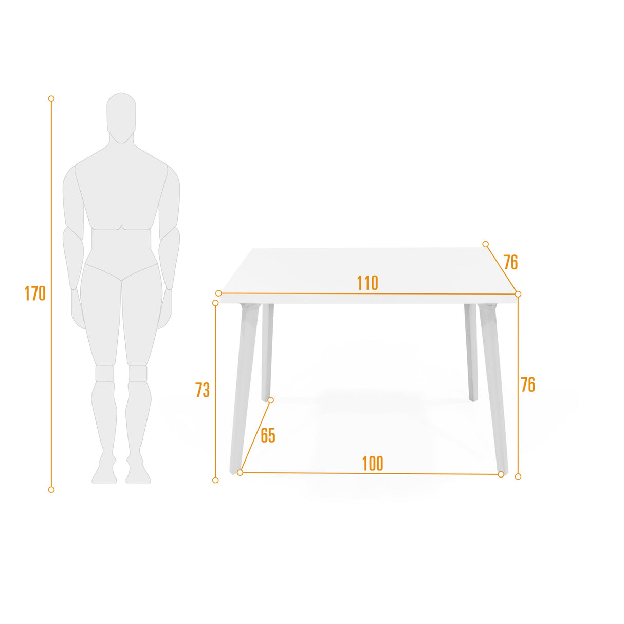 Comedor Rectangular Ginebra Blanco y Matiz Natural 110x76cm De Cuatro Puestos sin Sillas - COMEDORES | Bylmo