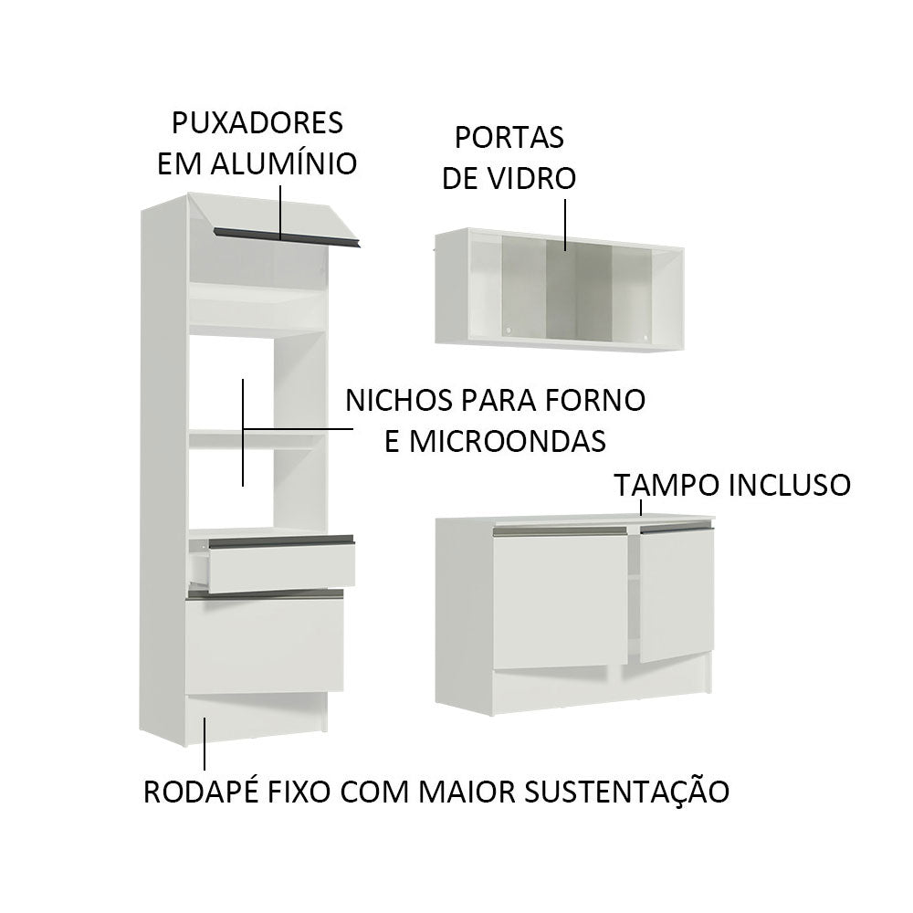 Cocina Integral Topazio Blanco 180x210cm con Mesón de Madera y sin Estufa - COCINAS | Bylmo