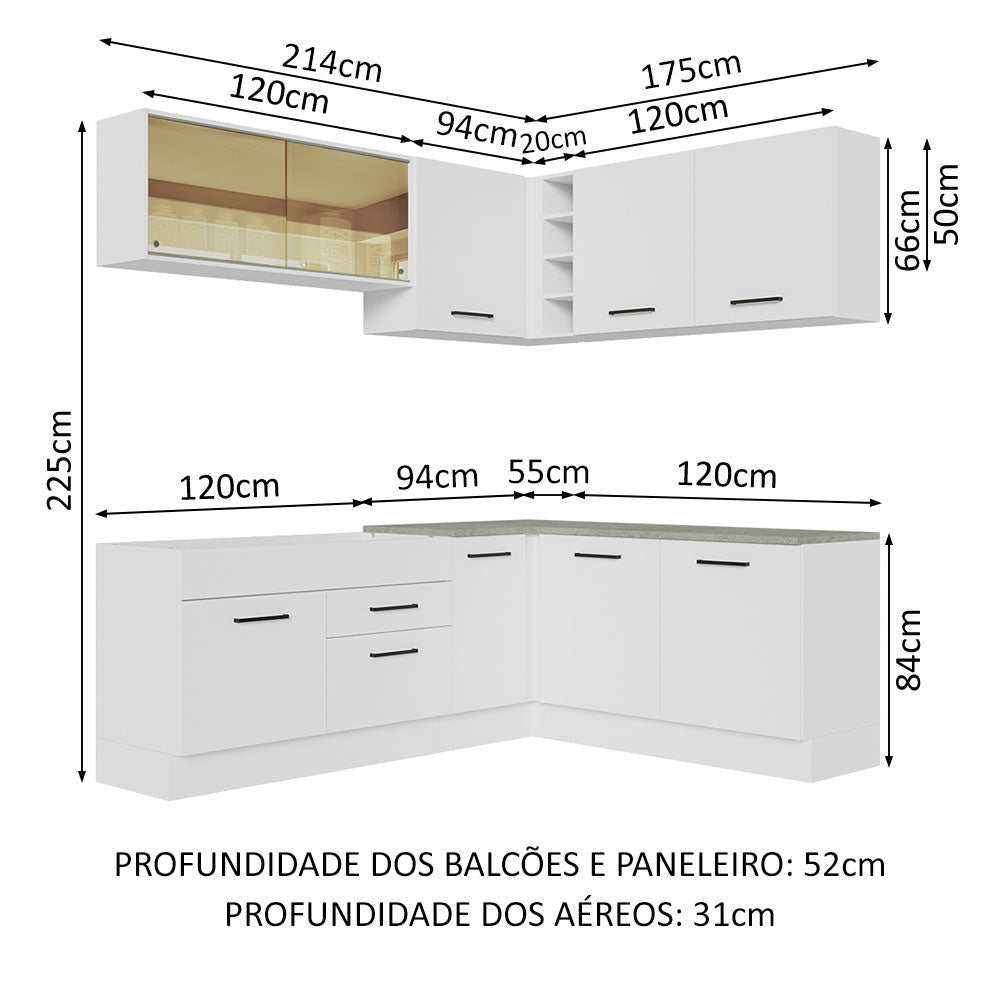 Cocina Integral Agata Blanco 389x225cm sin Mesón y sin Estufa - COCINAS | Bylmo