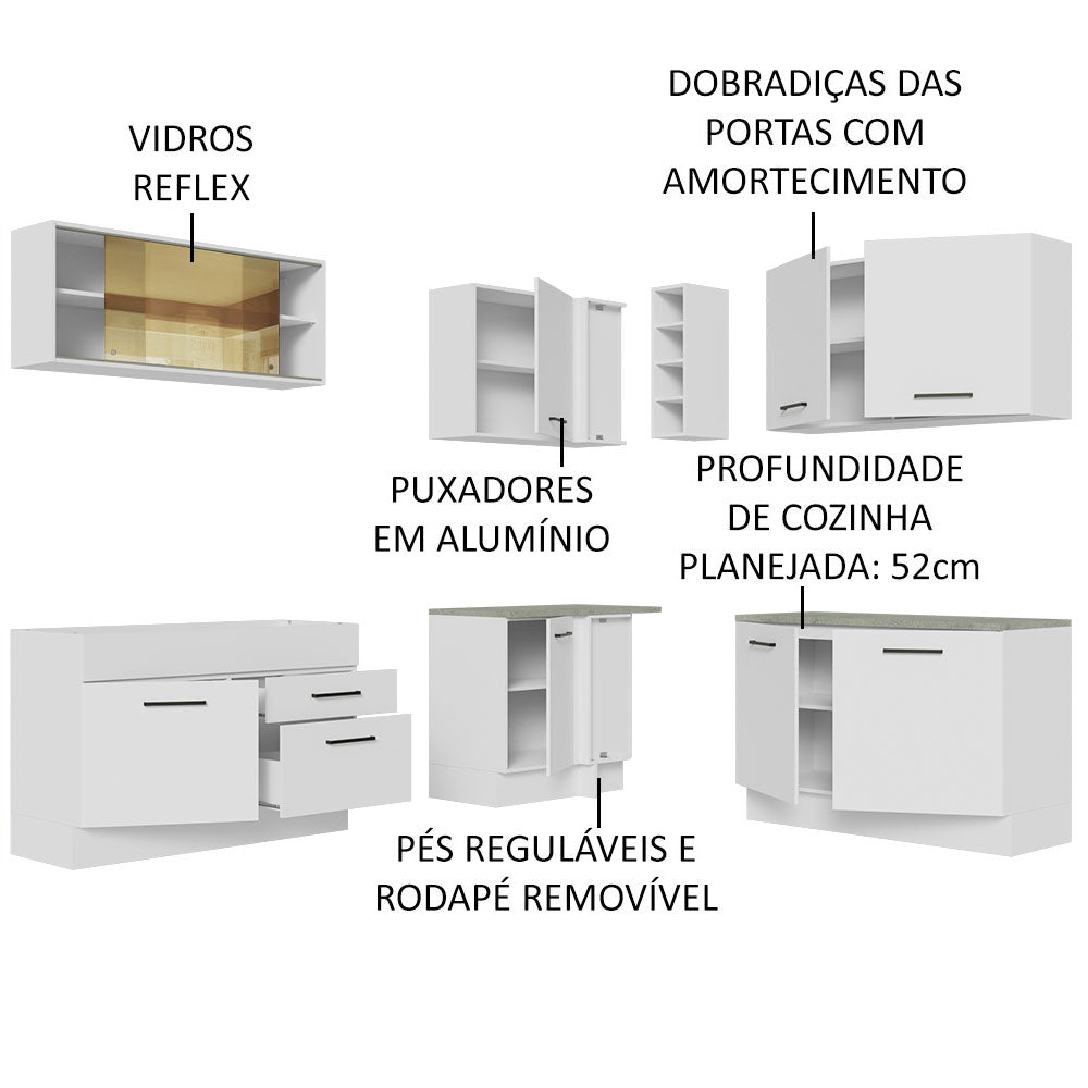 Cocina Integral Agata Blanco 389x225cm sin Mesón y sin Estufa - COCINAS | Bylmo