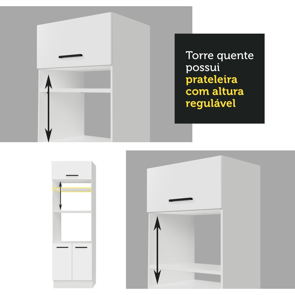 Cocina Integral Agata Blanco 459x225cm sin Mesón y sin Estufa - COCINAS | Bylmo