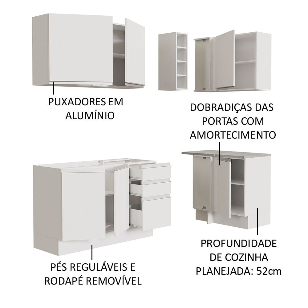 Cocina Integral Glamy Blanco 269x225cm sin Mesón y sin Estufa - COCINAS | Bylmo