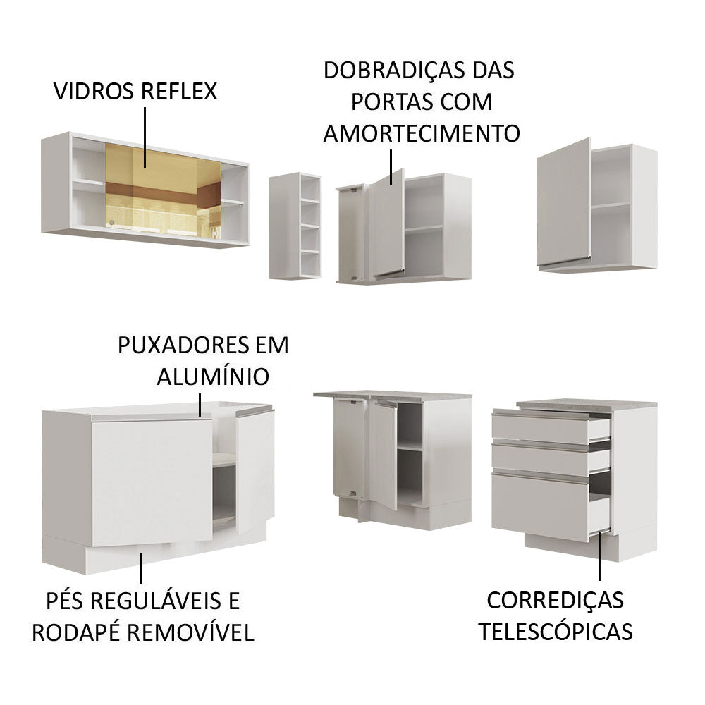 Cocina Integral Glamy Blanco 329x225cm sin Mesón y sin Estufa - COCINAS | Bylmo