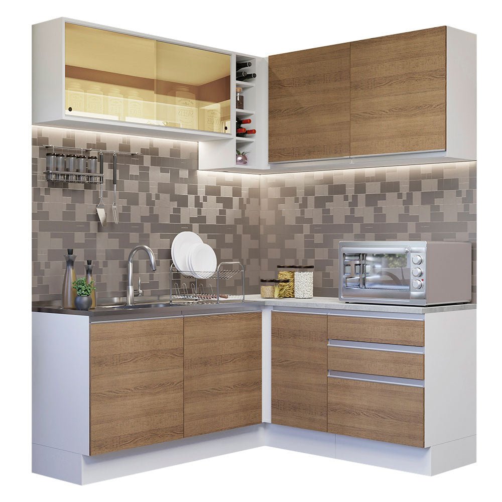Cocina Integral Glamy Marron 329x225cm sin Mesón y sin Estufa - COCINAS | Bylmo