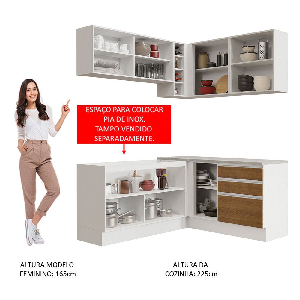 Cocina Integral Glamy Marron 329x225cm sin Mesón y sin Estufa - COCINAS | Bylmo