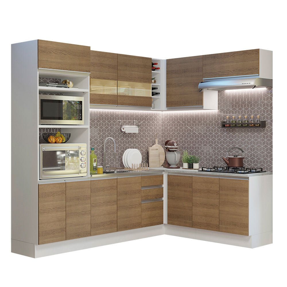 Cocina Integral Glamy Marron 419x225cm sin Mesón y sin Estufa - COCINAS | Bylmo