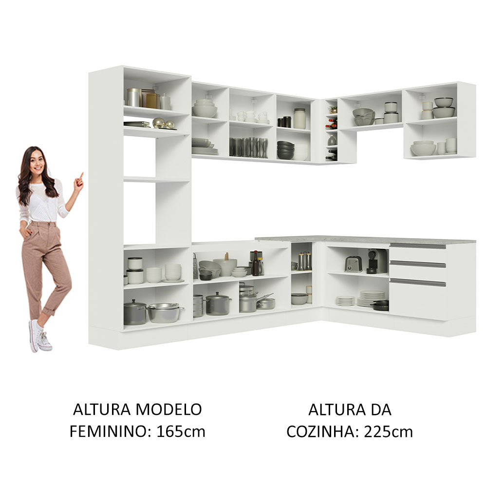 Cocina Integral Glamy Blanco 479x225cm sin Mesón y sin Estufa - COCINAS | Bylmo