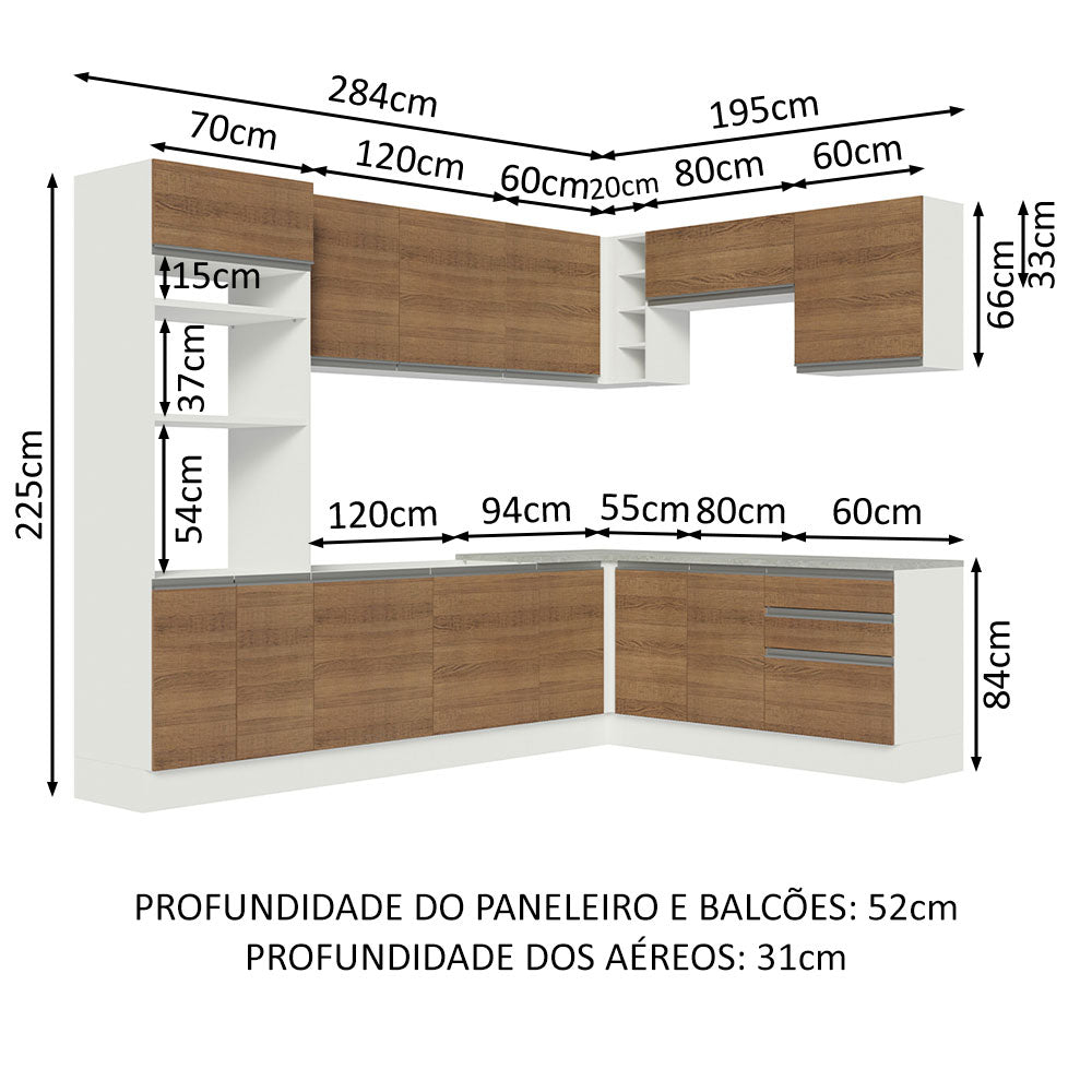 Cocina Integral Glamy Marron 479x225cm sin Mesón y sin Estufa - COCINAS | Bylmo
