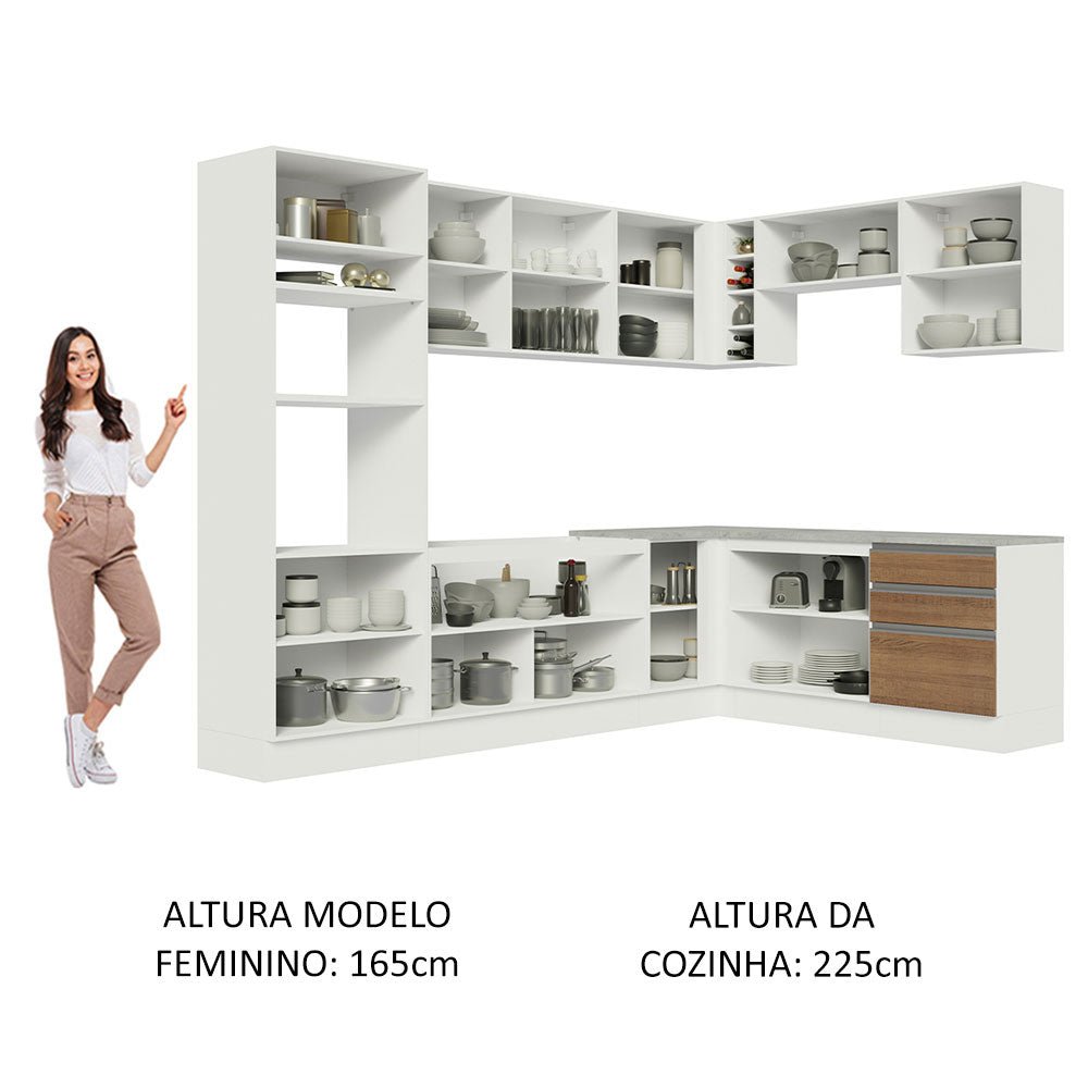 Cocina Integral Glamy Marron 479x225cm sin Mesón y sin Estufa - COCINAS | Bylmo