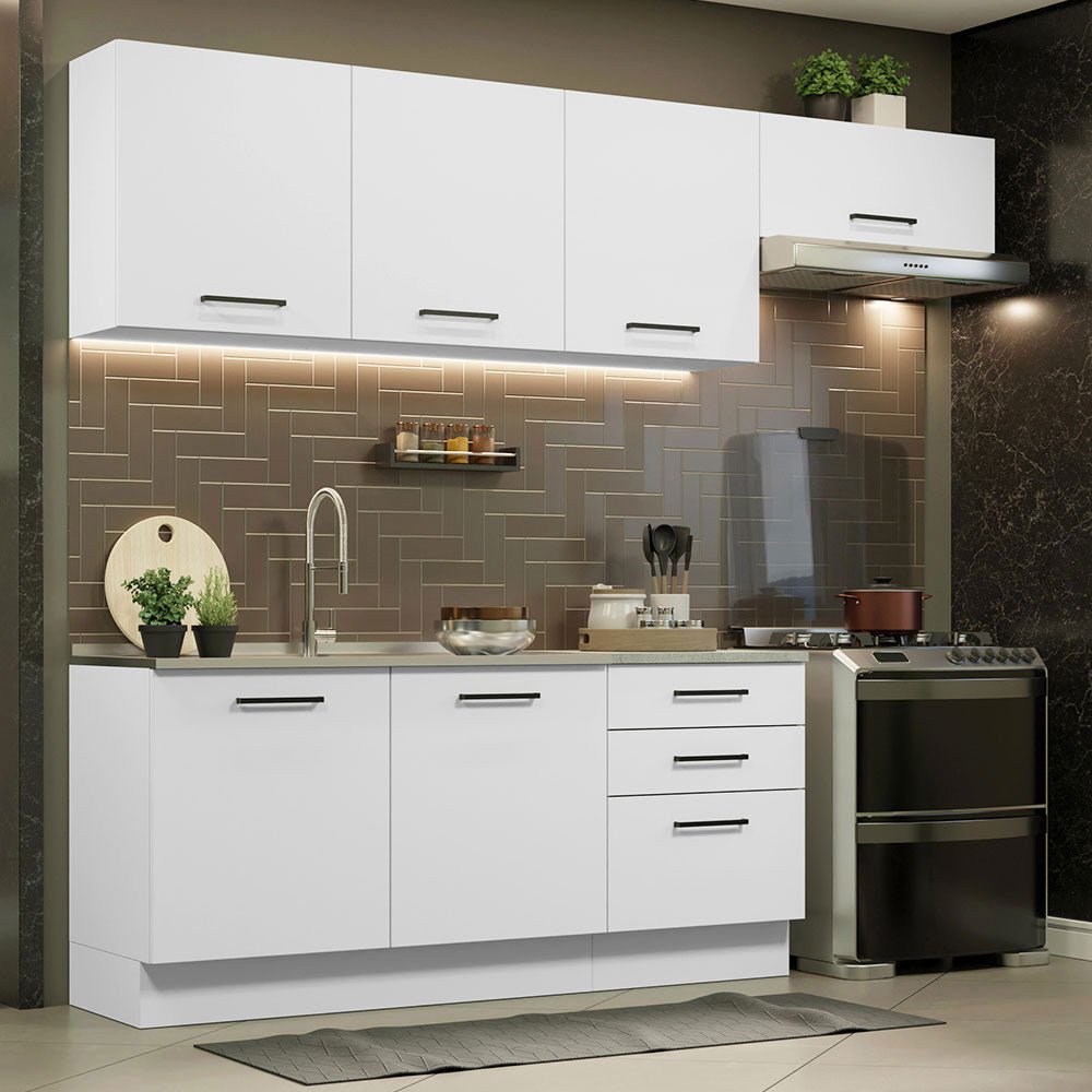 Cocina Integral Agata Blanco 260x225cm sin Mesón y sin Estufa - COCINAS | Bylmo