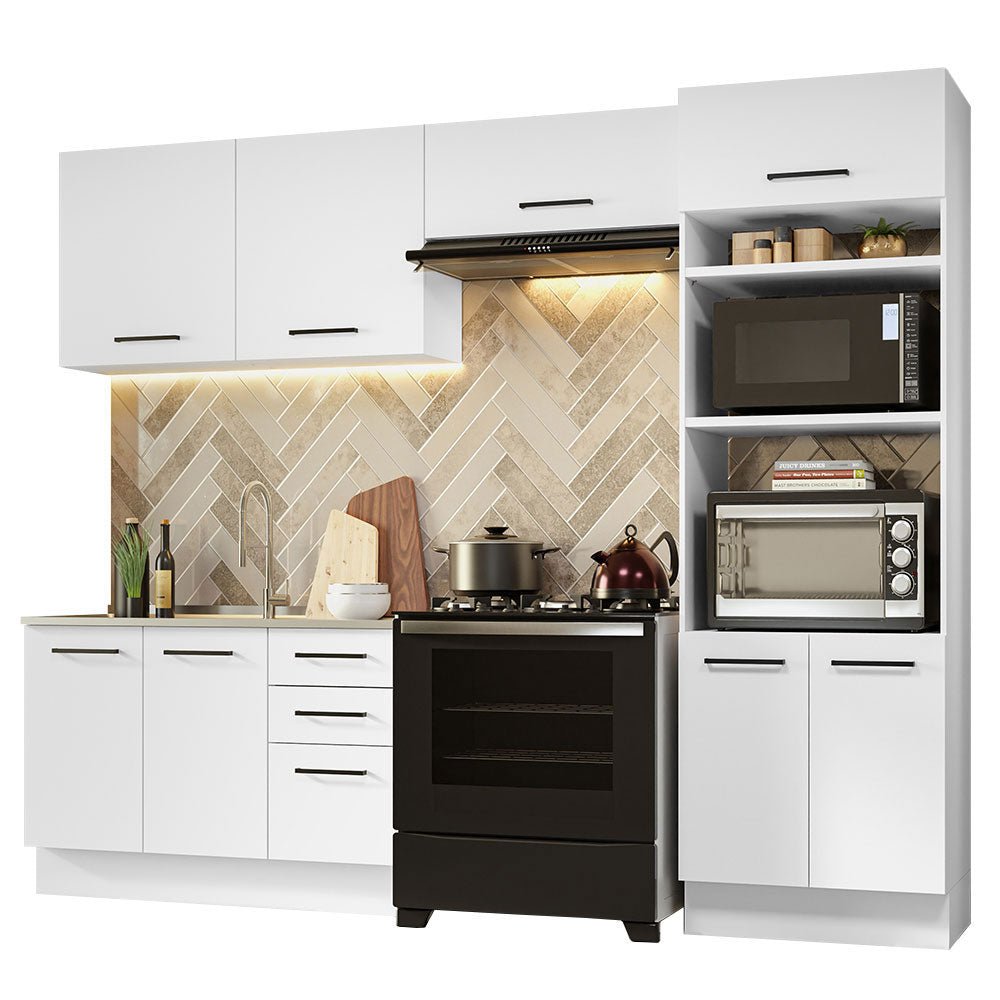 Cocina Integral Agata Blanco 270x225cm sin Mesón y sin Estufa - COCINAS | Bylmo