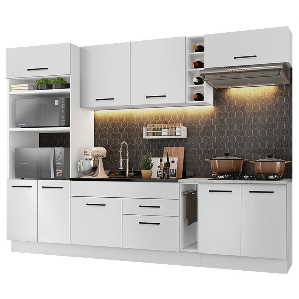 Cocina Integral Agata Blanco 290x225cm sin Mesón y sin Estufa - COCINAS | Bylmo