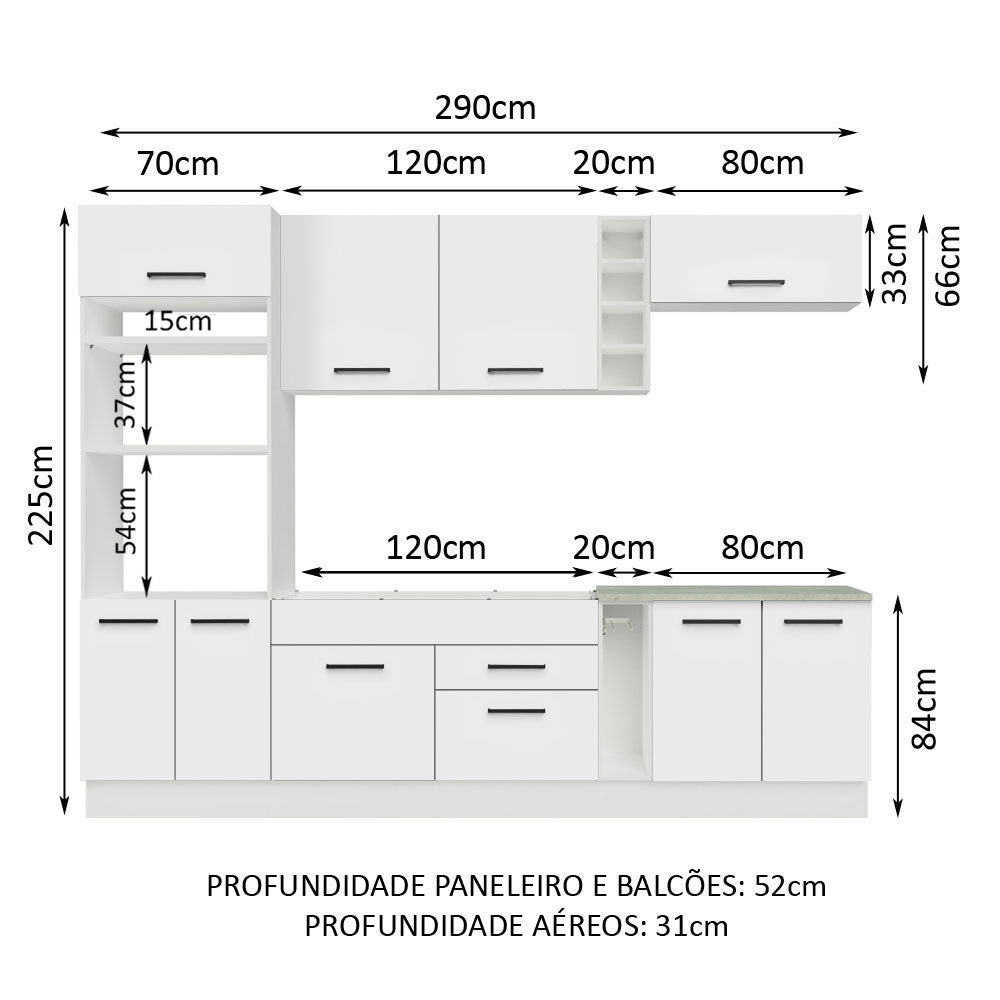 Cocina Integral Agata Blanco 290x225cm sin Mesón y sin Estufa - COCINAS | Bylmo