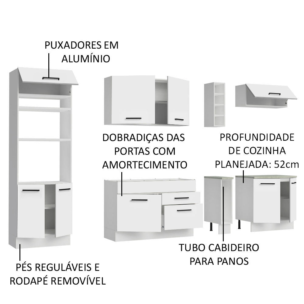 Cocina Integral Agata Blanco 290x225cm sin Mesón y sin Estufa - COCINAS | Bylmo