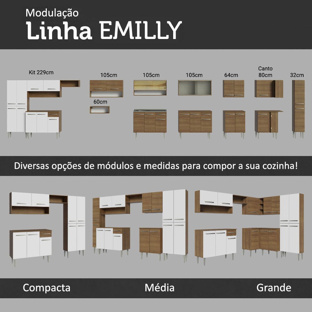 Cocina Integral Emily Blanco 229x186cm con Mesón de Acero Inoxidable y sin Estufa - COCINAS | Bylmo