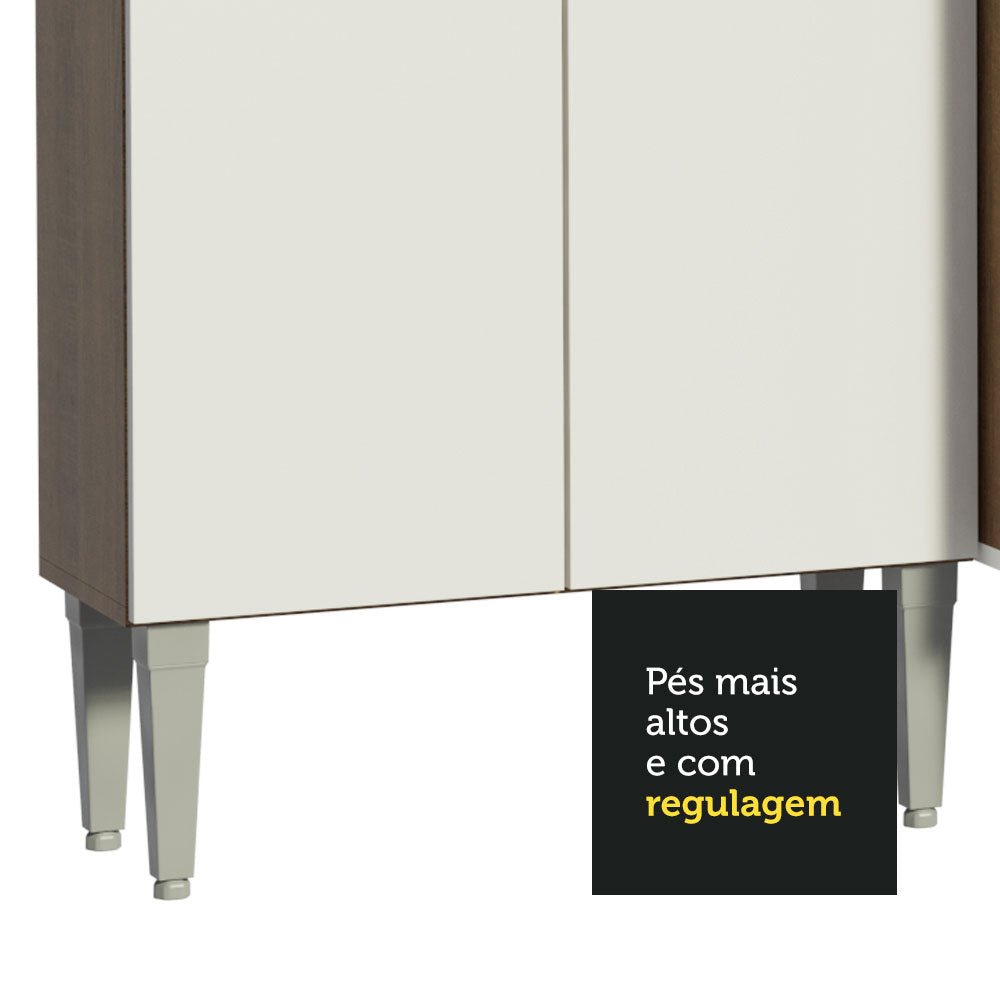 Cocina Integral Emily Blanco 293x186cm con Mesón de Acero Inoxidable con Catorce Entrepaños y sin Estufa - COCINAS | Bylmo