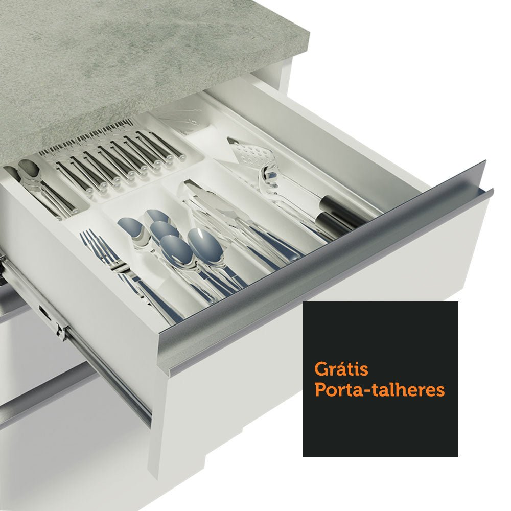 Cocina Integral Glamy Blanco 120x225cm sin Mesón con Ocho Entrepaños y sin Estufa - COCINAS | Bylmo