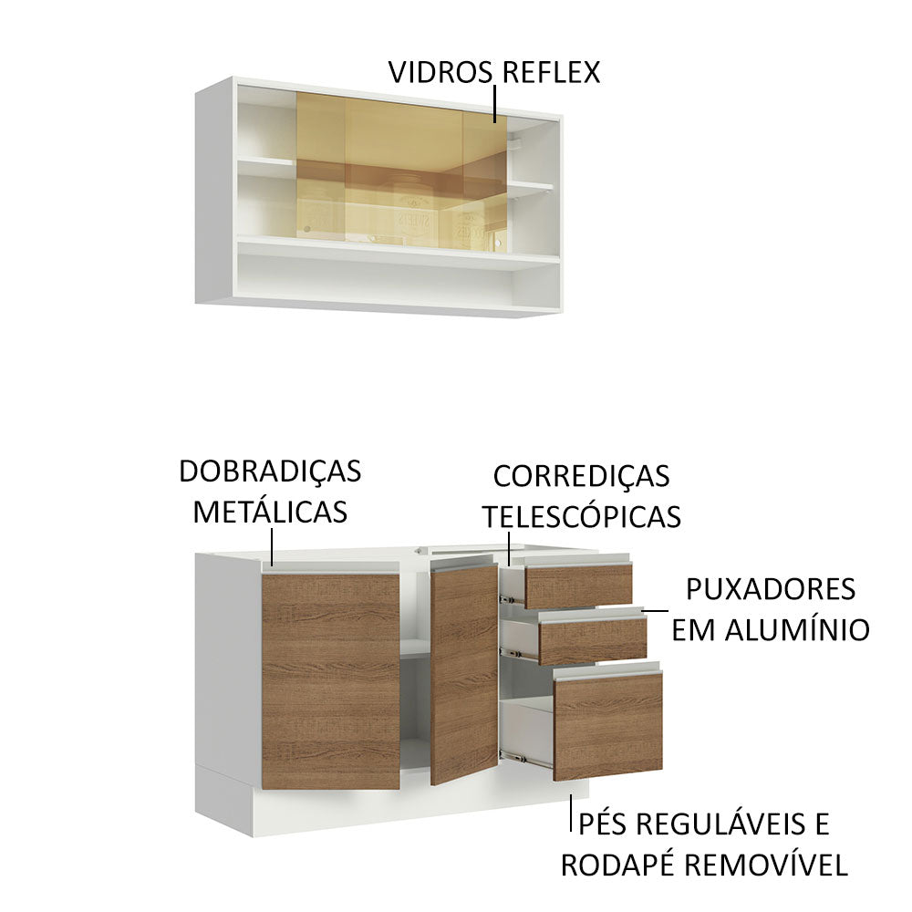 Cocina Integral Glamy Marron 120x225cm sin Mesón con Siete Entrepaños y sin Estufa - COCINAS | Bylmo
