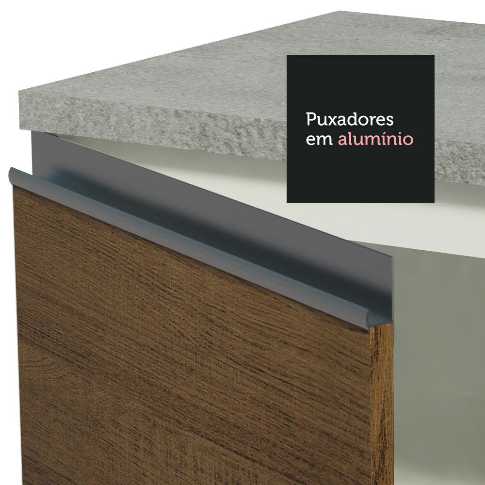 Cocina Integral Glamy Marron 120x225cm sin Mesón con Siete Entrepaños y sin Estufa - COCINAS | Bylmo