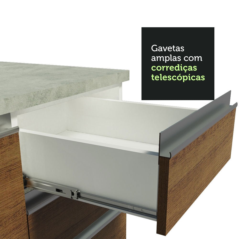 Cocina Integral Glamy Marron 120x225cm sin Mesón con Siete Entrepaños y sin Estufa - COCINAS | Bylmo