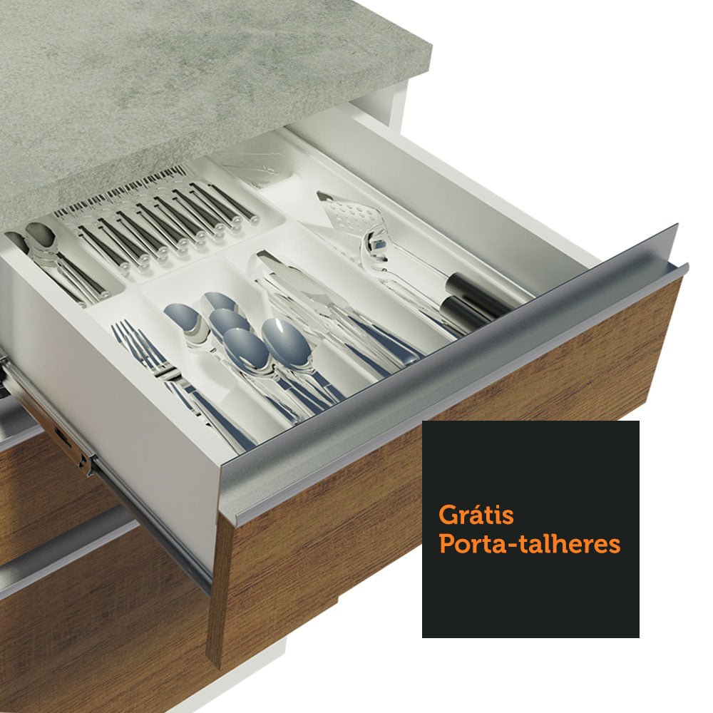 Cocina Integral Glamy Marron 120x225cm sin Mesón con Siete Entrepaños y sin Estufa - COCINAS | Bylmo