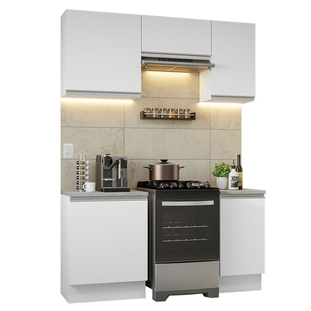 Cocina Integral Glamy Blanco 160x225cm sin Mesón sin Cajones y sin Estufa - COCINAS | Bylmo