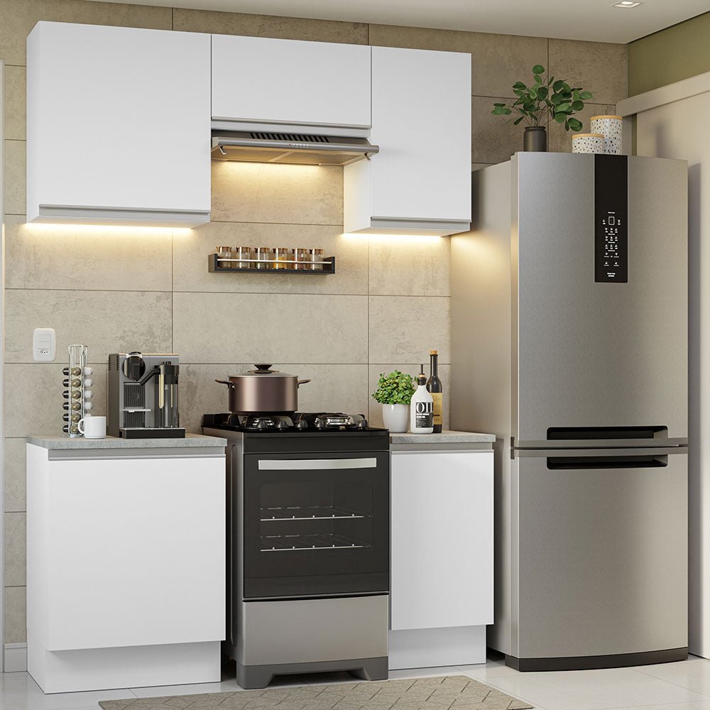 Cocina Integral Glamy Blanco 160x225cm sin Mesón sin Cajones y sin Estufa - COCINAS | Bylmo