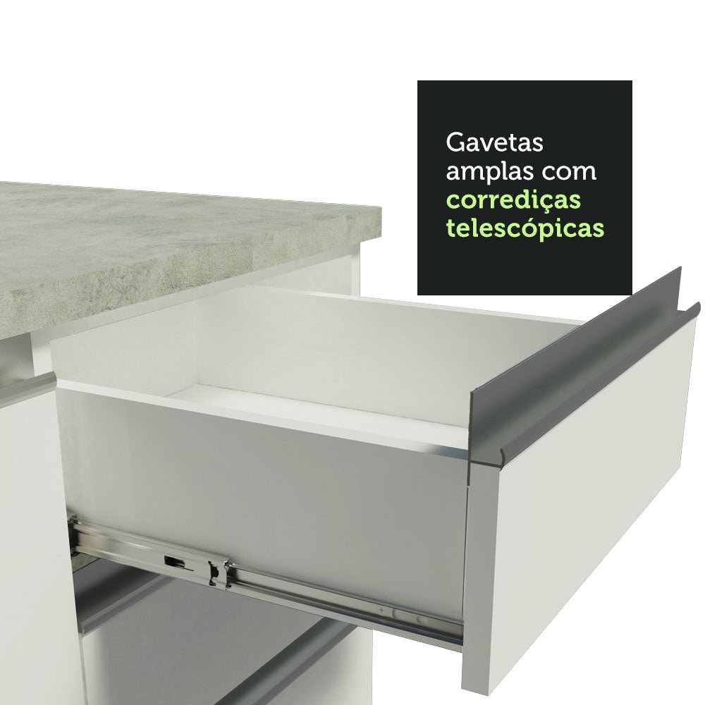 Cocina Integral Glamy Blanco 180x225cm sin Mesón con Nueve Entrepaños y sin Estufa - COCINAS | Bylmo
