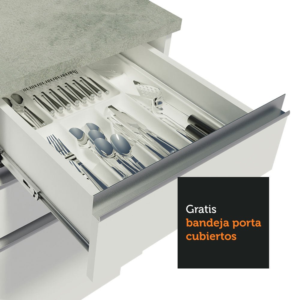 Cocina Integral Glamy Blanco 180x225cm sin Mesón con Diez Entrepaños y sin Estufa - COCINAS | Bylmo