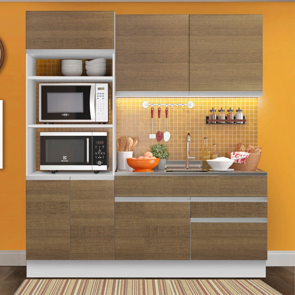 Cocina Integral Livia Marron 190x225cm sin Mesón y sin Estufa - COCINAS | Bylmo