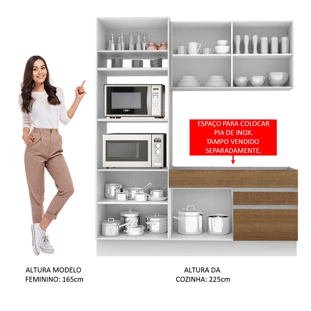Cocina Integral Livia Marron 190x225cm sin Mesón y sin Estufa - COCINAS | Bylmo