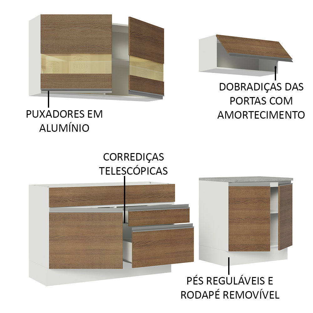 Cocina Integral Glamy Marron 200x225cm sin Mesón con Dos Cajones y sin Estufa - COCINAS | Bylmo