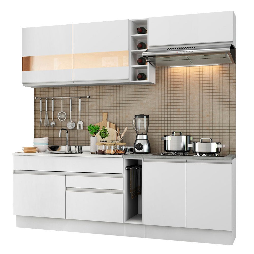 Cocina Integral Parma Blanco 220x225cm sin Mesón Con Dos Cajones y sin Estufa - COCINAS | Bylmo