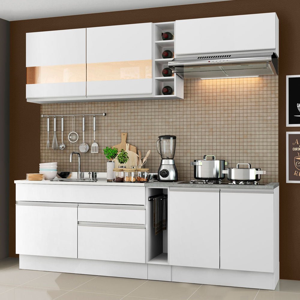 Cocina Integral Parma Blanco 220x225cm sin Mesón Con Dos Cajones y sin Estufa - COCINAS | Bylmo