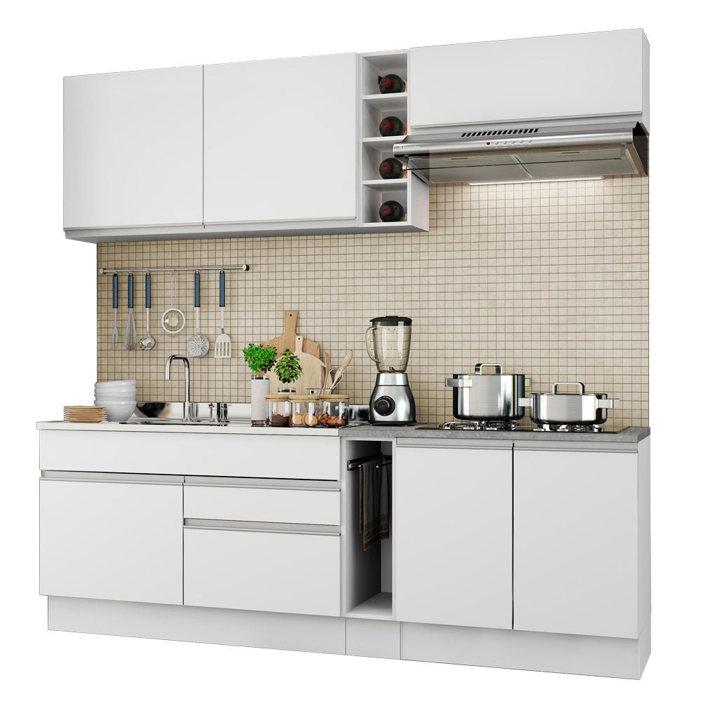 Cocina Integral Parma Blanco 220x225cm sin Mesón con Trece Entrepaños y sin Estufa - COCINAS | Bylmo