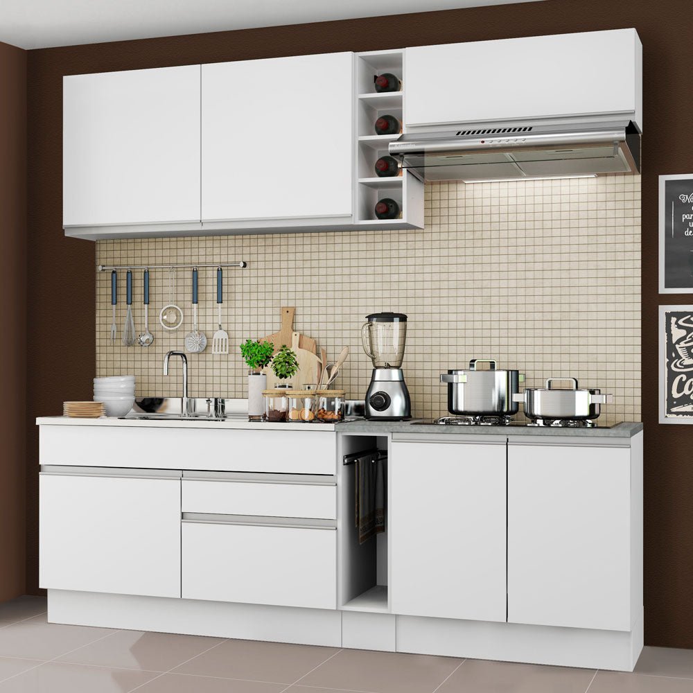 Cocina Integral Parma Blanco 220x225cm sin Mesón con Trece Entrepaños y sin Estufa - COCINAS | Bylmo