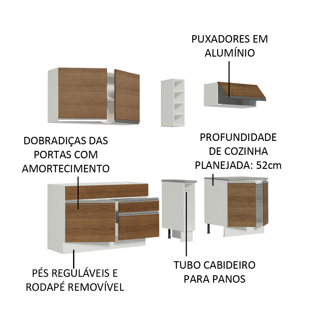 Cocina Integral Parma Marron 220x225cm sin Mesón y sin Estufa - COCINAS | Bylmo