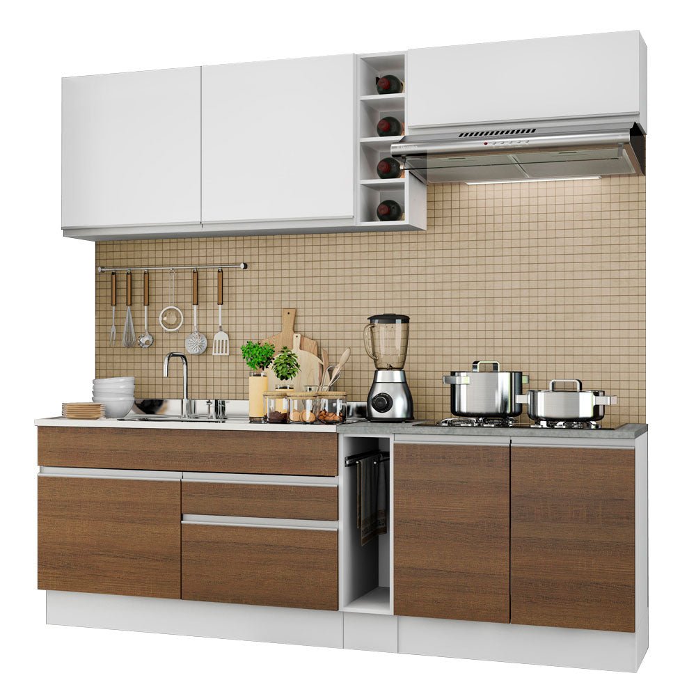 Cocina Integral Parma Blanco 220x225cm sin Mesón y sin Estufa - COCINAS | Bylmo