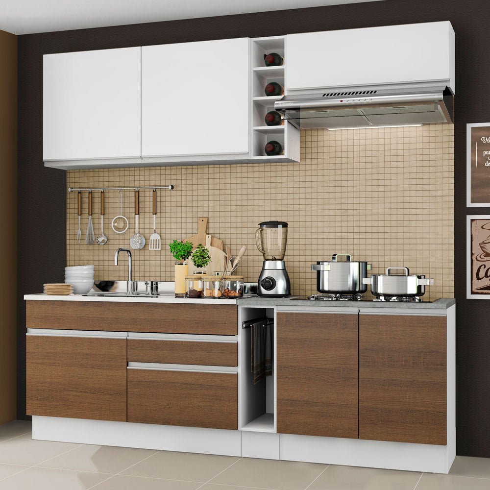 Cocina Integral Parma Blanco 220x225cm sin Mesón y sin Estufa - COCINAS | Bylmo
