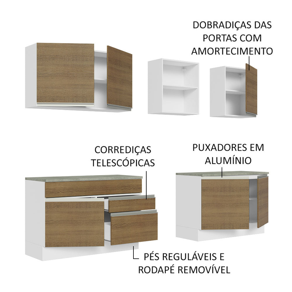 Cocina Integral Glamy Marron 240x225cm con Mesón de Madera y sin Estufa - COCINAS | Bylmo