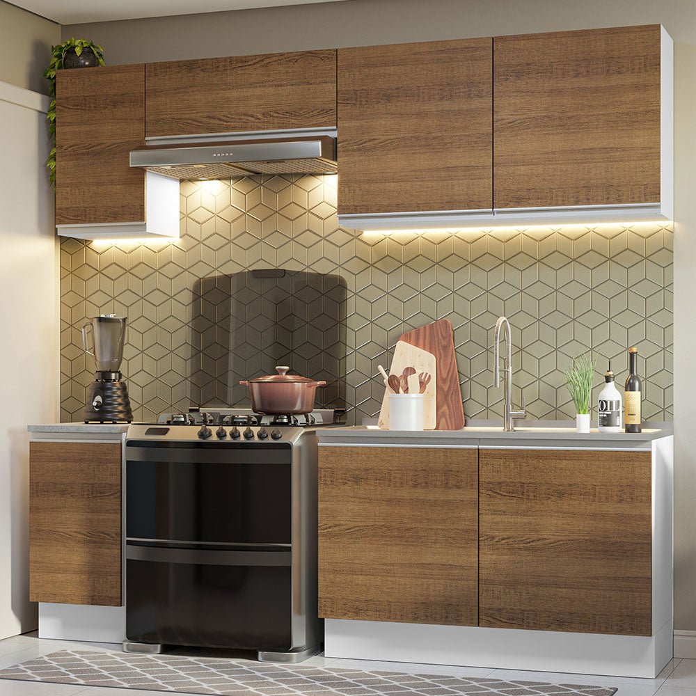 Cocina Integral Glamy Marron 240x225cm sin Mesón y sin Estufa - COCINAS | Bylmo
