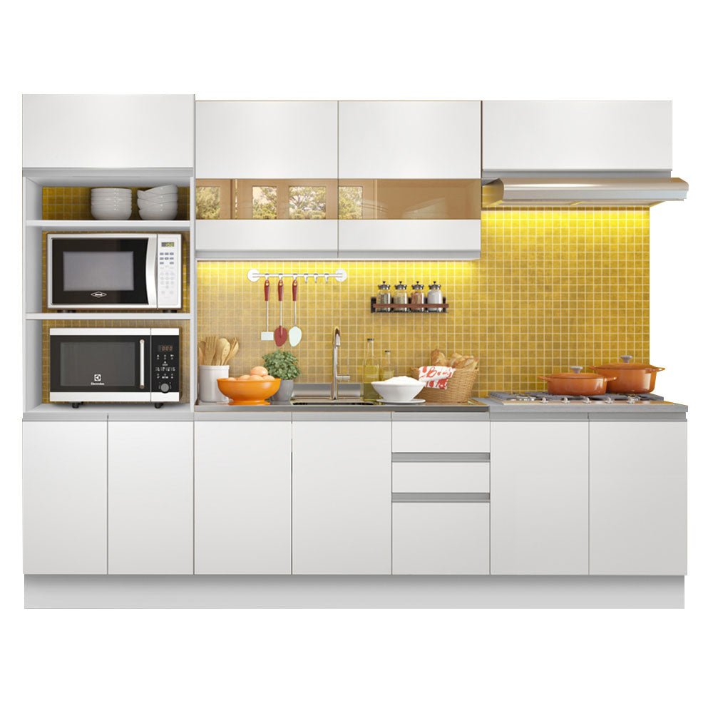 Cocina Integral Atenas Blanco 270x225cm sin Mesón y sin Estufa - COCINAS | Bylmo
