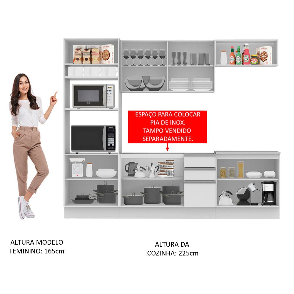 Cocina Integral Atenas Blanco 270x225cm sin Mesón y sin Estufa - COCINAS | Bylmo