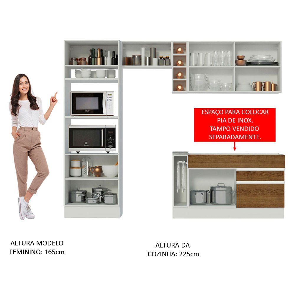 Cocina Integral Jade Blanco 270x225cm sin Mesón y sin Estufa - COCINAS | Bylmo