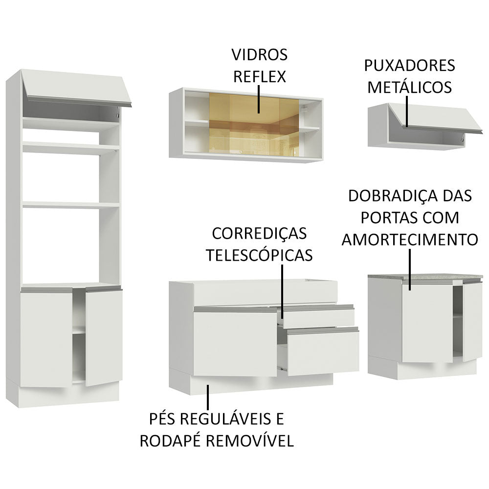 Cocina Integral Glamy Blanco 270x225cm sin Mesón con Dos Cajones y sin Estufa - COCINAS | Bylmo