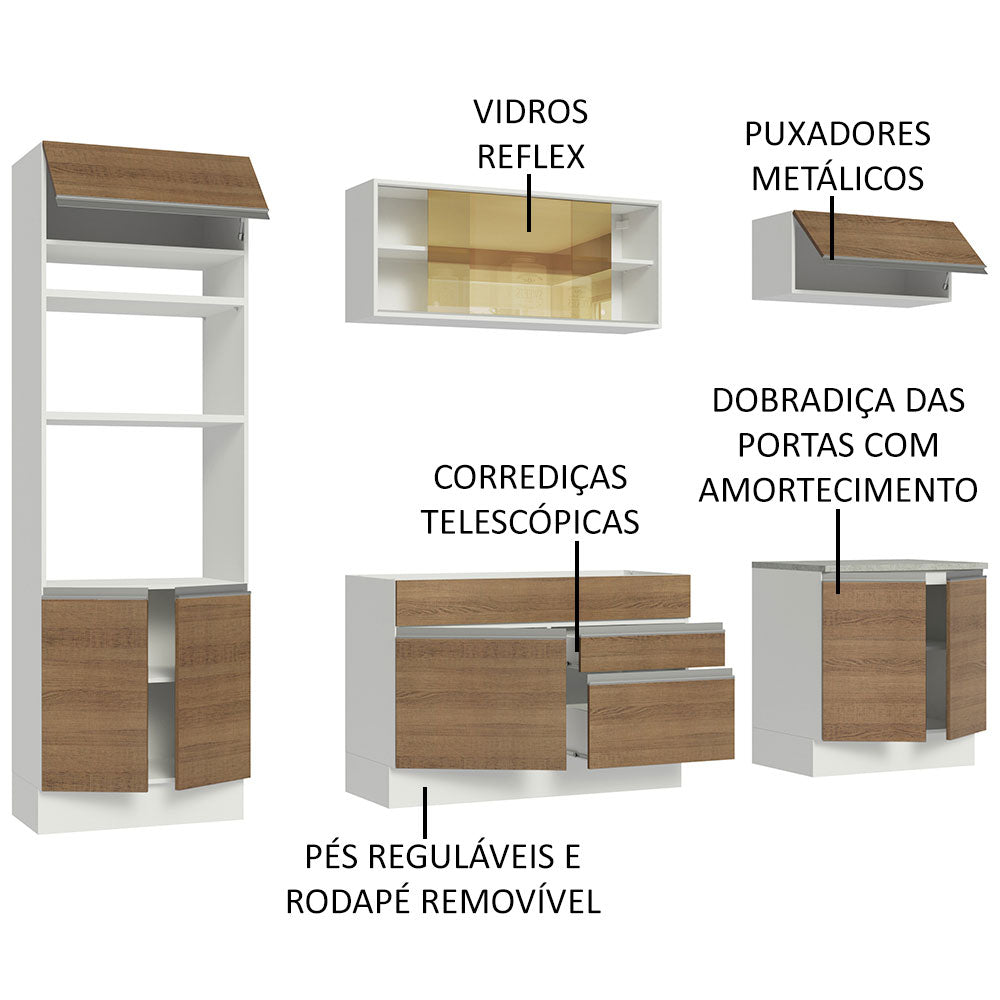 Cocina Integral Glamy Marron 270x225cm sin Mesón con Dos Cajones y sin Estufa - COCINAS | Bylmo