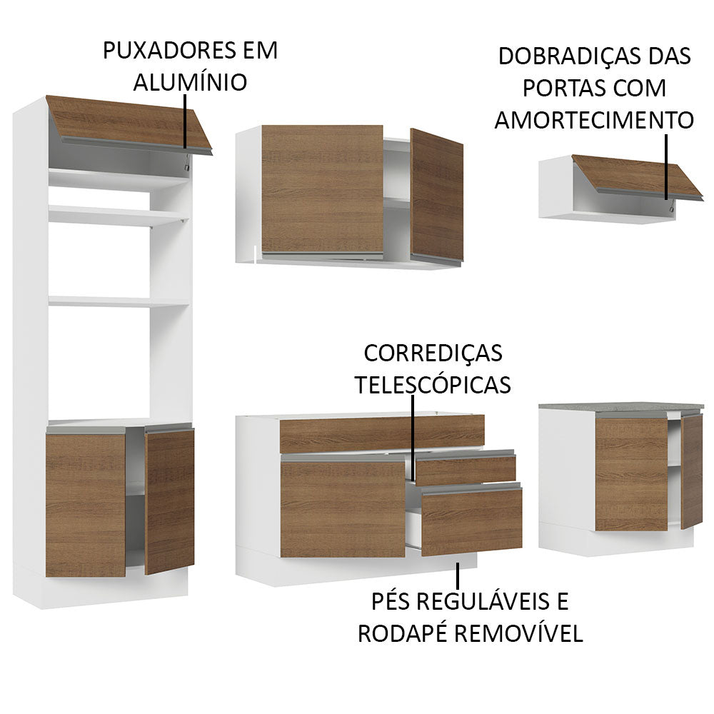 Cocina Integral Glamy Marron 270x225cm sin Mesón con Nueve Puertas y sin Estufa - COCINAS | Bylmo